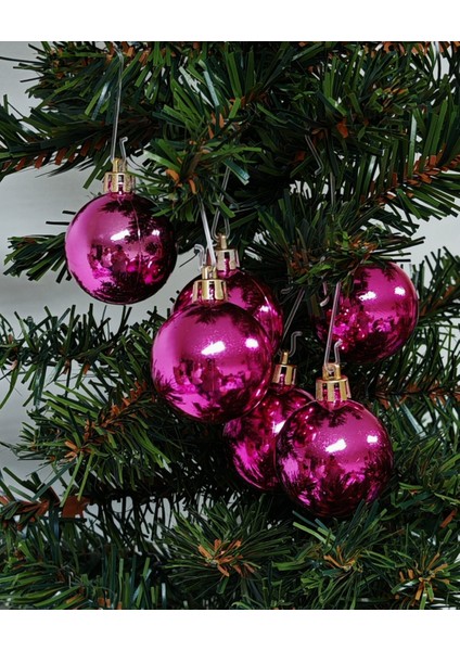 4 cm Fuşya Renk Yılbaşı Ağaç Süsleme Topları 6'lı Paket - YIL054 fiyatları