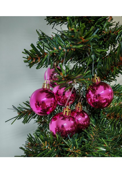 4 cm Fuşya Renk Yılbaşı Ağaç Süsleme Topları 6'lı Paket - YIL054 modelleri