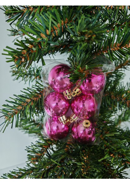 4 cm Fuşya Renk Yılbaşı Ağaç Süsleme Topları 6'lı Paket - YIL054 fırsatları
