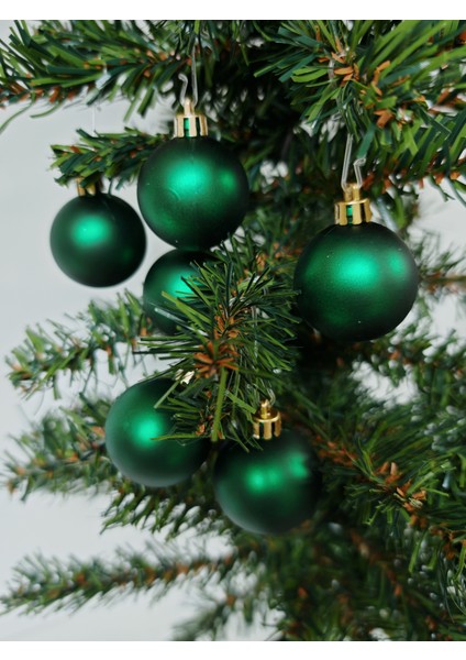 4 cm Mat Yeşil Renk Yılbaşı Ağaç Süsleme Topları 6'lı Paket - YIL056