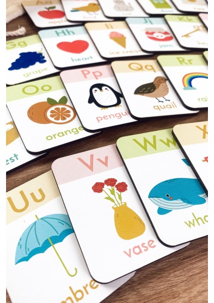 Renkli Ahşap İngilizce Alfabe Kartları Seti, 1+ Yaş, Kreş ve Anaokulu Eğitim için fırsatları