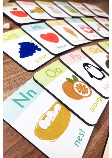 Renkli Ahşap İngilizce Alfabe Kartları Seti, 1+ Yaş, Kreş ve Anaokulu Eğitim için indirimleri