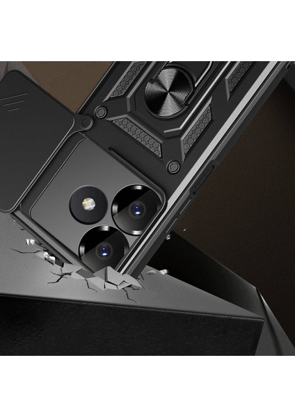 Xiaomi Redmi 13 4G Kılıf Magnetik Standlı Kamera Korumalı Zore Sürgülü Vega Kapak