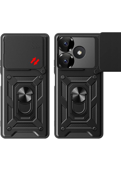 Xiaomi Redmi 13 4G Kılıf Magnetik Standlı Kamera Korumalı Zore Sürgülü Vega Kapak