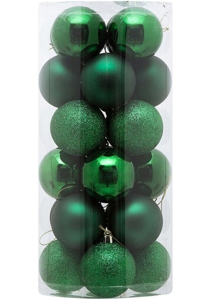 Yılbaşı Ağacı Süsleri 4cm 24'lü Paket Yeşil Yılbaşı Topları