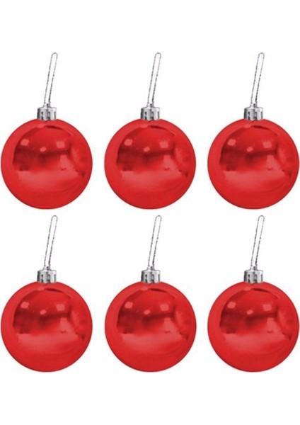 6 cm Ağaç Süsleme Topları 6lı Kırmızı