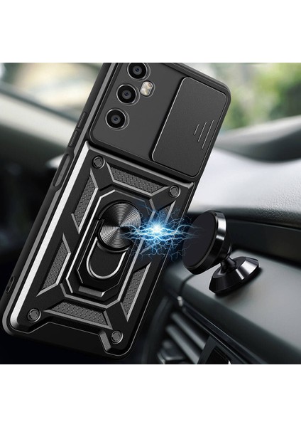 Realme C65 4G Kılıf Magnetik Standlı Kamera Korumalı Zore Sürgülü Vega Kapak