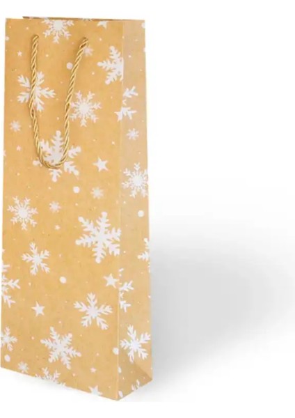 Yılbaşı Varak Baskılı Lüks Ipli Karton Çanta - Noel - Gold Detaylı - 12X35X9 cm - 1 Adet - Ç034 fiyatları