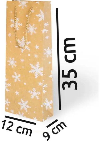 Yılbaşı Varak Baskılı Lüks Ipli Karton Çanta - Noel - Gold Detaylı - 12X35X9 cm - 1 Adet - Ç034 modelleri