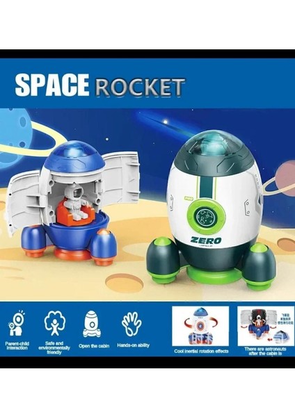 Uzay Istasyon Oyuncağı 3 Lü Set Oyuncak Roket & Uzay Mekiği & Uzay Aracı & Ay Taşıtı & Astronot modelleri