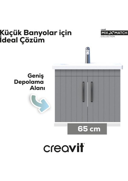 D10 Eksen Lavabo Dolabı Kapaklı 65 cm Lake Kapak