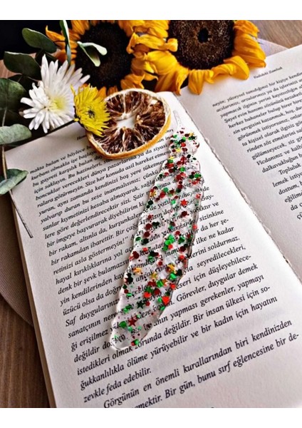 Yılbaşı Christmas Temalı Şeffaf Desenli Epoksi Kitap Ayracı