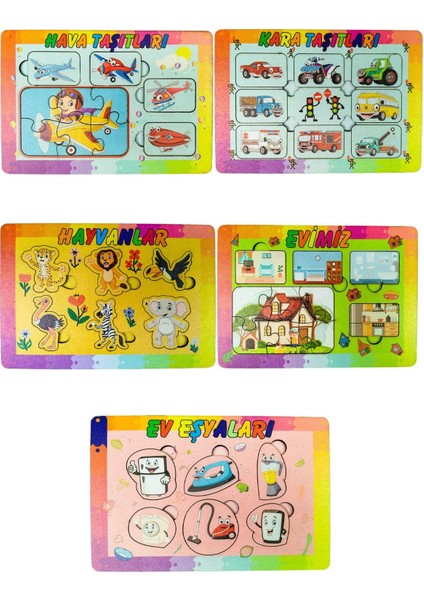 5'li Eğitici Çocuk Bultak Yabboz Puzzle Seti2 14X20 cm (Bt 6-10)