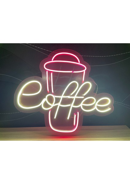 Neon LED Tabela Dekoratif Aydınlatma -Coffee, 50X45CM-