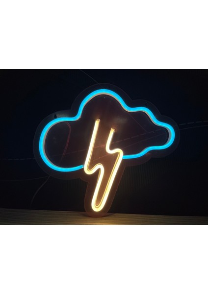 Neon LED Duvar Dekoratif Aydınlatma -Bulut Yıldırım-