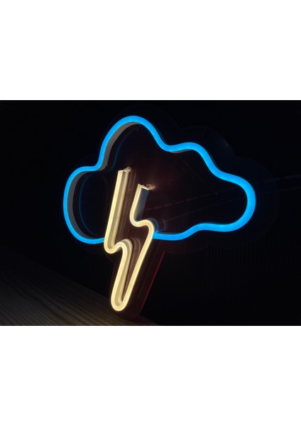 Neon LED Duvar Dekoratif Aydınlatma -Bulut Yıldırım-