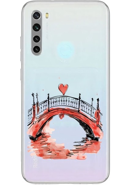 Xiaomi Redmi Note 8 Uyumlu Aşk Köprüsü Desenli Silikon Kılıf