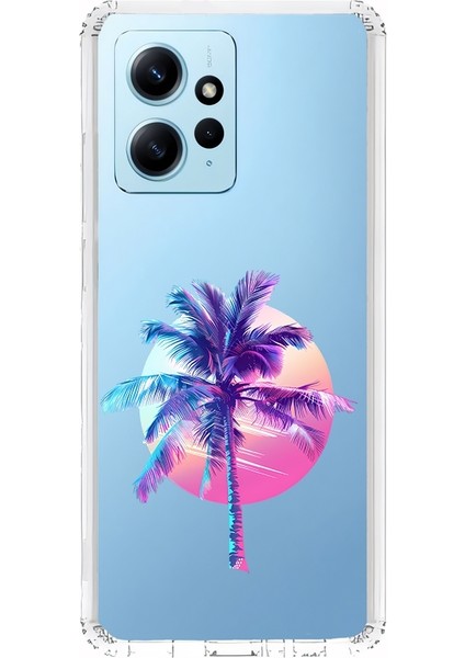 Xiaomi Redmi Note 12 4g Uyumlu Palmiye Günbatımı Desenli Silikon Kılıf