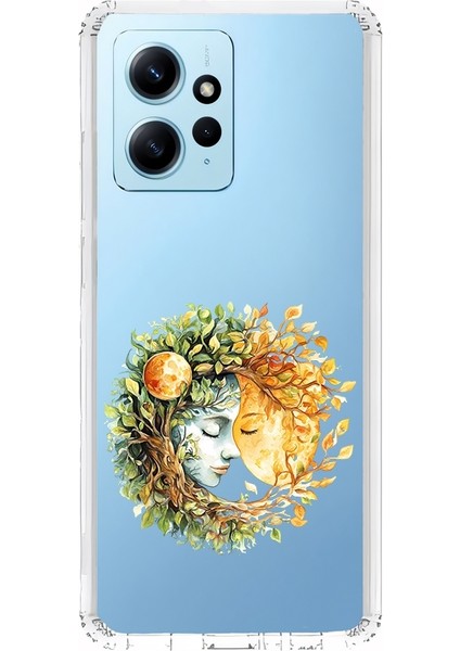 Xiaomi Redmi Note 12 4g Uyumlu Doğa ve Kadın Desenli Silikon Kılıf
