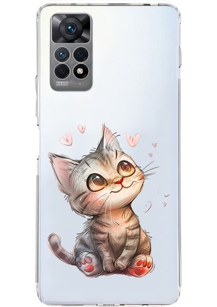 Xiaomi Redmi Note 11 Pro 4g Uyumlu Kalpli Kediler Desenli Silikon Kılıf