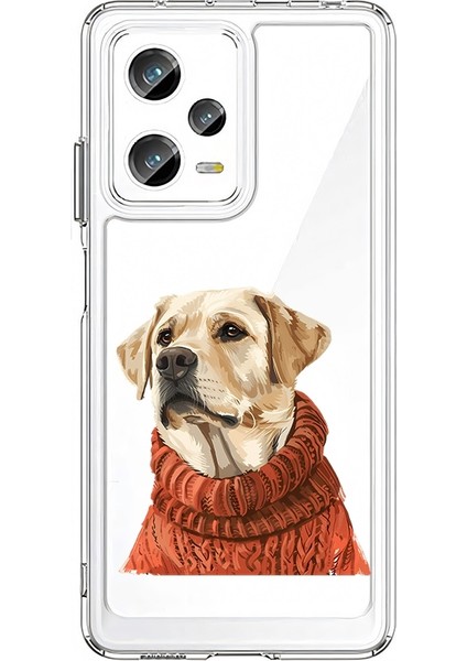 Xiaomi Redmi Note 12 Pro Plus Uyumlu Yün Kazaklı Köpek Desenli Silikon Kılıf