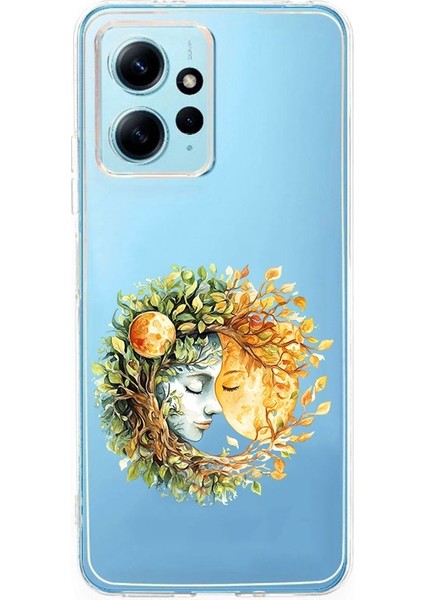 Xiaomi Redmi 12 Uyumlu Doğa ve Kadın Desenli Silikon Kılıf