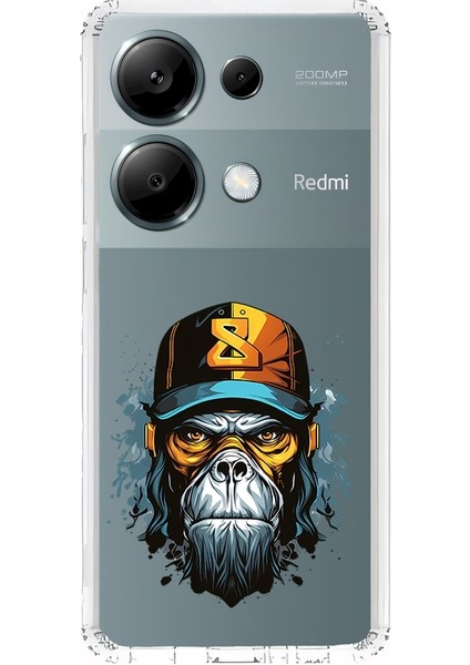 Xiaomi Redmi Note 13 Pro 4g Uyumlu Şapkalı Maymun Desenli Silikon Kılıf