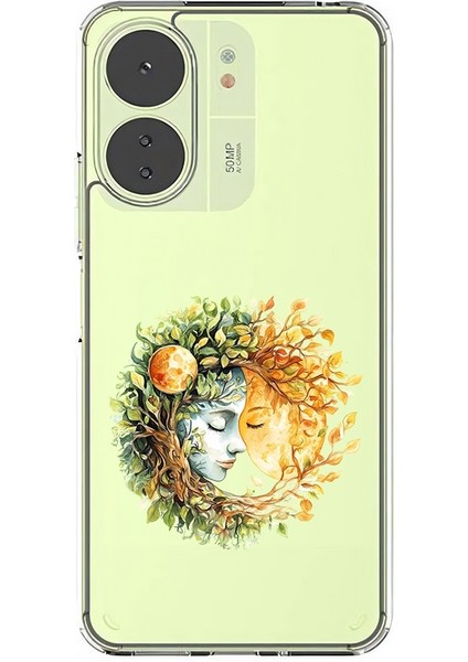 Xiaomi Redmi 13C Uyumlu Doğa ve Kadın Desenli Silikon Kılıf