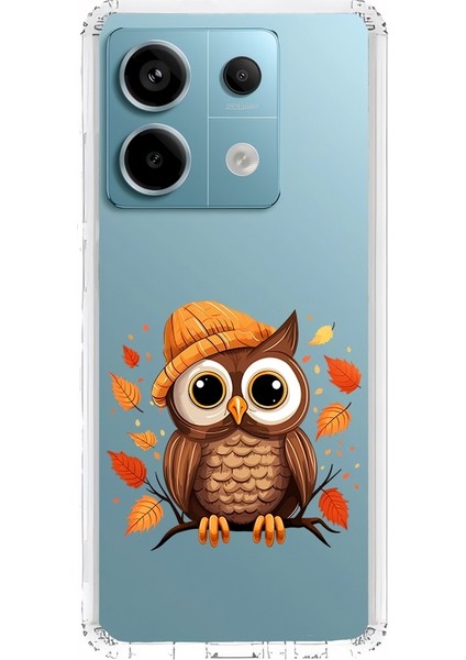 Xiaomi Redmi Note 13 Pro 5g Uyumlu Baykuş Sonbahar Desenli Silikon Kılıf