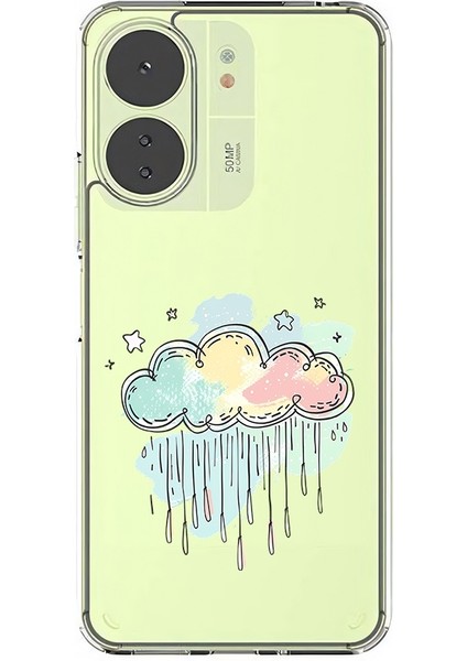 Xiaomi Redmi 13C Uyumlu Yağmur Bulutu Desenli Silikon Kılıf