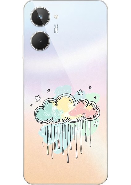 Realme 10 Uyumlu Yağmur Bulutu Desenli Silikon Kılıf