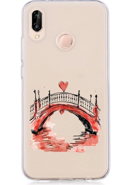 Huawei P20 Lite Uyumlu Aşk Köprüsü Desenli Silikon Kılıf