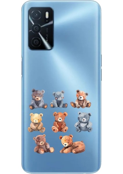 Oppo A55 Uyumlu Sevimli Ayılar Desenli Silikon Kılıf