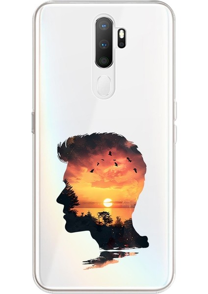 Oppo A9 2020 Uyumlu Siluet Günbatımı Desenli Silikon Kılıf