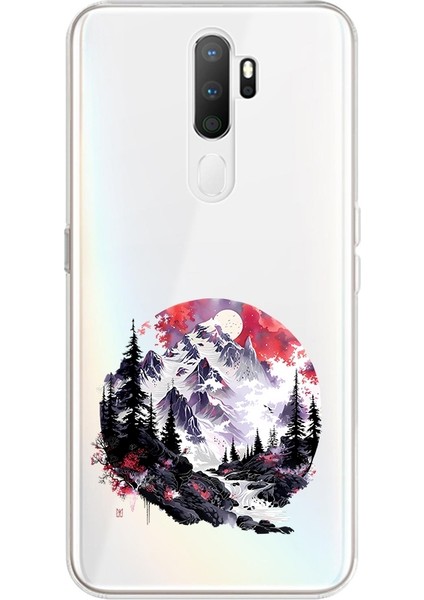 Oppo A5 2020 Uyumlu Dağ Manzarası Desenli Silikon Kılıf