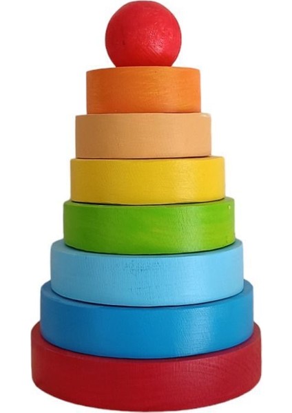 Renkli ahşap eğitici yuvarlak kule oyuncak, 8'li, 1+ yaş için eğlenceli ve öğretici fiyatları