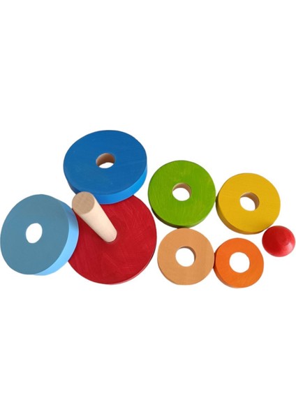 Renkli ahşap eğitici yuvarlak kule oyuncak, 8'li, 1+ yaş için eğlenceli ve öğretici fırsatları