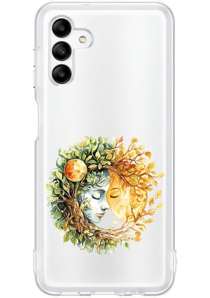 Samsung Galaxy M34 Uyumlu Doğa ve Kadın Desenli Silikon Kılıf