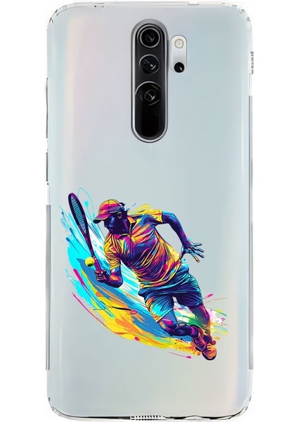 Xiaomi Redmi Note 8 Pro Uyumlu Renkli Tenisçi Desenli Silikon Kılıf