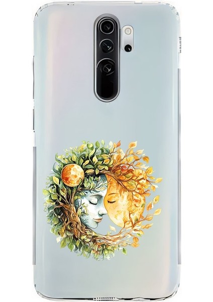 Xiaomi Redmi Note 8 Pro Uyumlu Doğa ve Kadın Desenli Silikon Kılıf