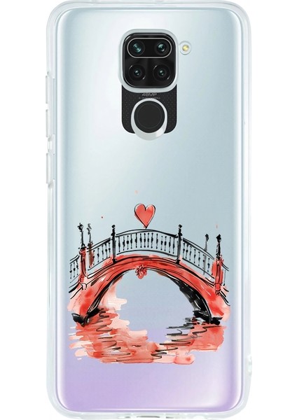 Xiaomi Redmi Note 9 Uyumlu Aşk Köprüsü Desenli Silikon Kılıf