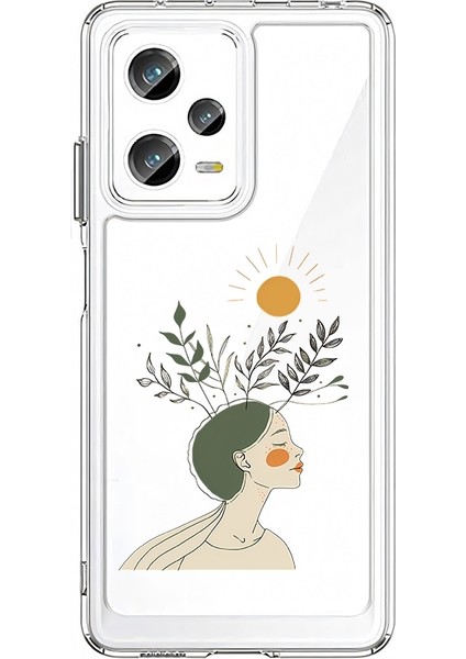 Xiaomi Redmi Note 12 Pro 5g Uyumlu Doğa Kadın Silueti Desenli Silikon Kılıf
