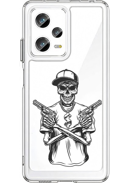 Xiaomi Redmi Note 12 Pro Plus Uyumlu Iskelet Silah Desenli Silikon Kılıf