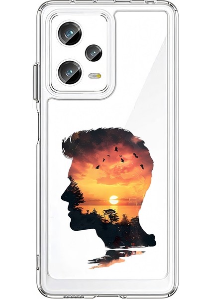 Xiaomi Redmi Note 12 Pro Plus Uyumlu Siluet Günbatımı Desenli Silikon Kılıf