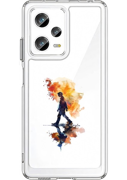 Xiaomi Redmi Note 12 Pro Plus Uyumlu Ateş Yürüyüşü ve Yansıma Desenli Silikon Kılıf