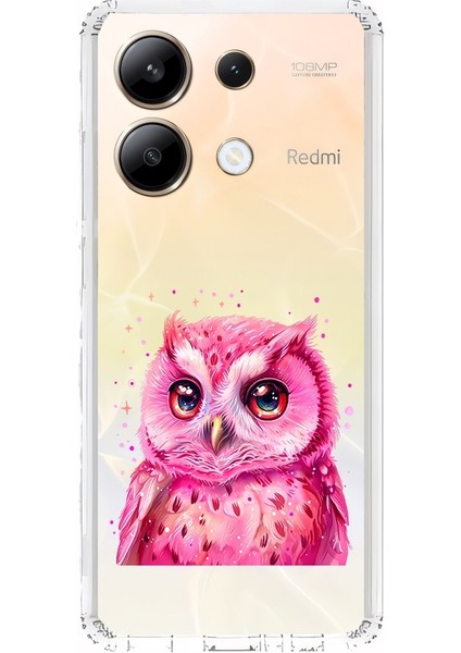 Xiaomi Redmi Note 13 4g Uyumlu Pembe Baykuş Desenli Silikon Kılıf
