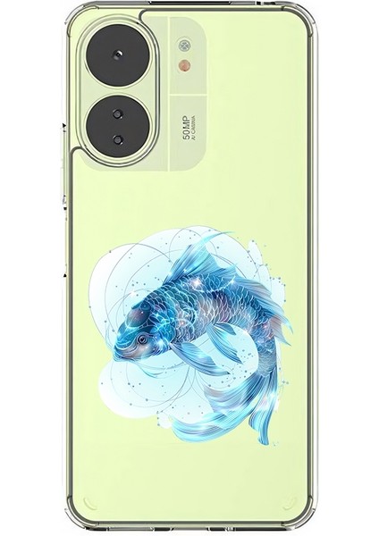 Poco C65 Uyumlu Mavi Balık Desenli Silikon Kılıf