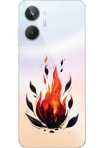 Realme 10 Uyumlu Ateş Alevi Desenli Silikon Kılıf