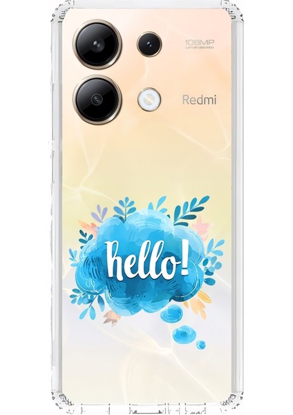 Xiaomi Redmi Note 13 4g Uyumlu Mavi Merhaba Desenli Silikon Kılıf