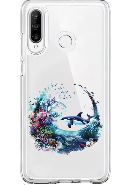 Huawei P30 Lite Uyumlu Denizaltı Dünyası Desenli Silikon Kılıf